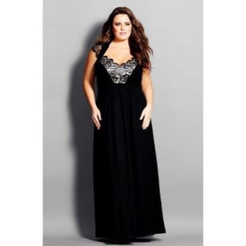 City Chic NWT Sweetheart Lace Maxi Dress Gown size 22
